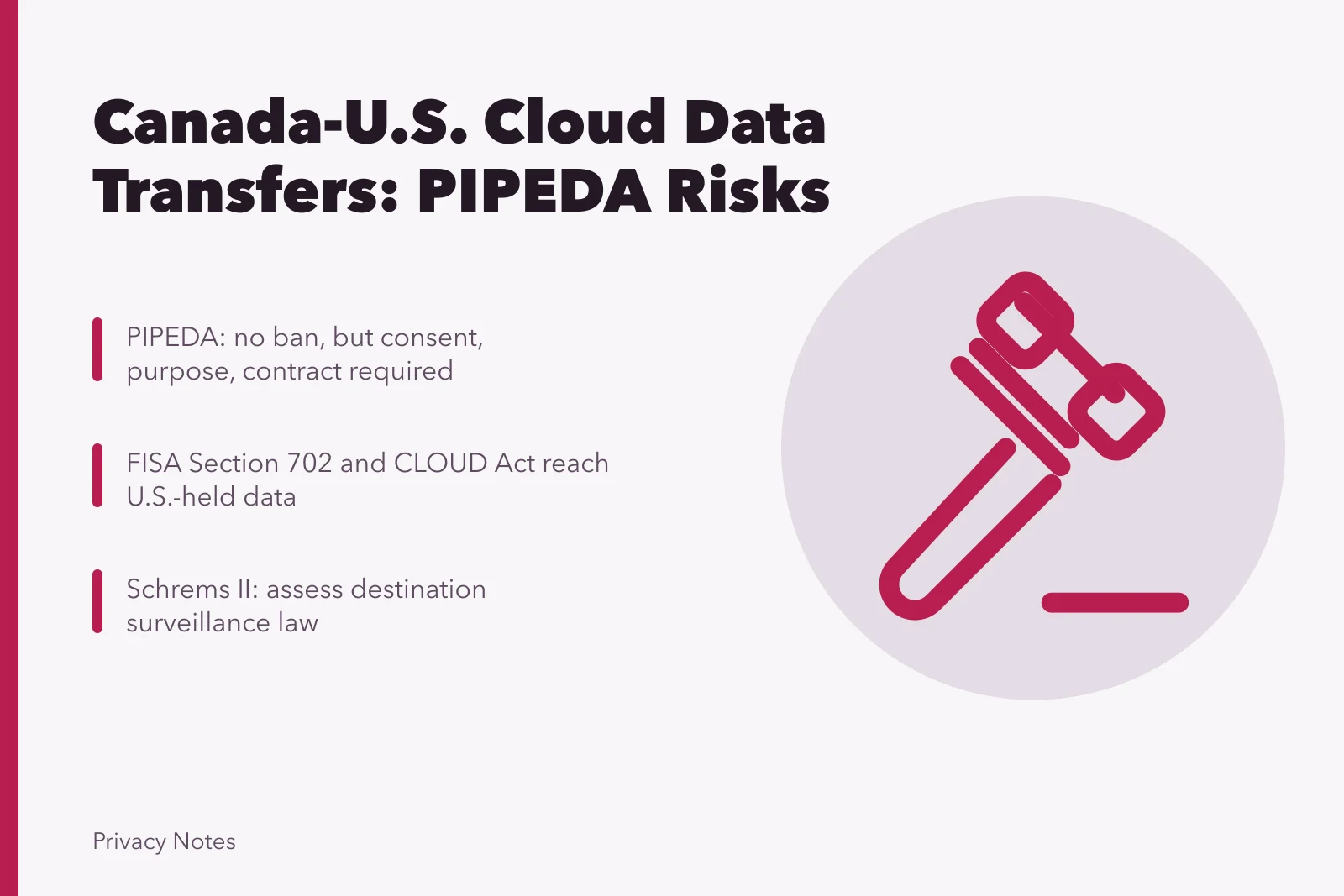 Padlock on laptop screen symbolizing cross-border cloud data privacy. Canada to U.S. cloud data transfers, PIPEDA and Schrems-style risks